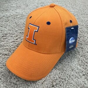 Illinois Illini Hat Adjustable Signatures NCAA Orange Blue w/ I Logo Dad Cap NOS